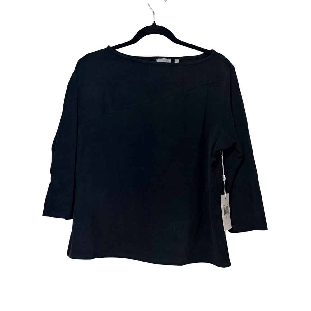 Evolution by Cyrus Black Faux Suede Boat Neck Top XXL EK132506 New With Tags